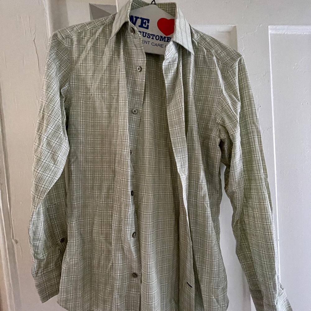 Banana Republic Light Green Plaid Button Down Shirt
